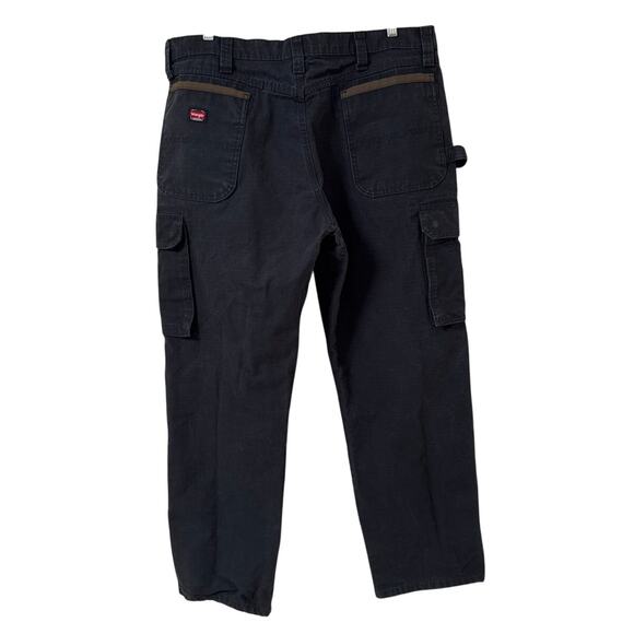 Wrangler Workwear Mens Green Khaki Ripstop Carpenter Cargo Work Pants 38x30 - Picture 2 of 7